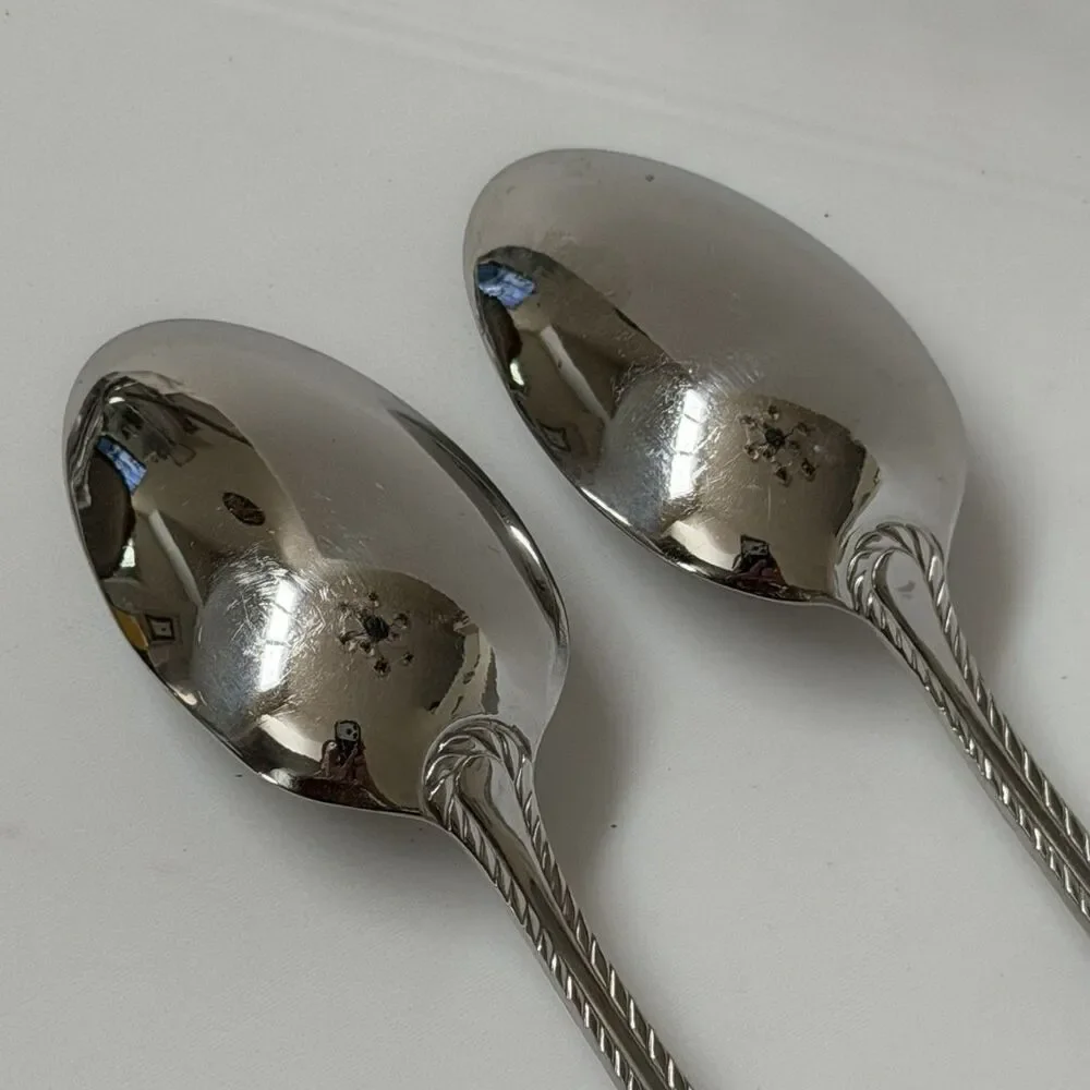 2pc Oneida Belmont-Lyons Teaspoons 6” Stainless Glossy Rope Edge China